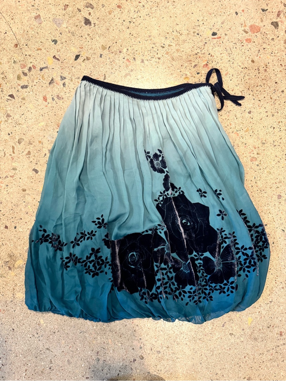 Vintage Y2K MAXSTUDIO Special Edition Silk Ombré Burnout Velvet Bubble Hem Skirt
